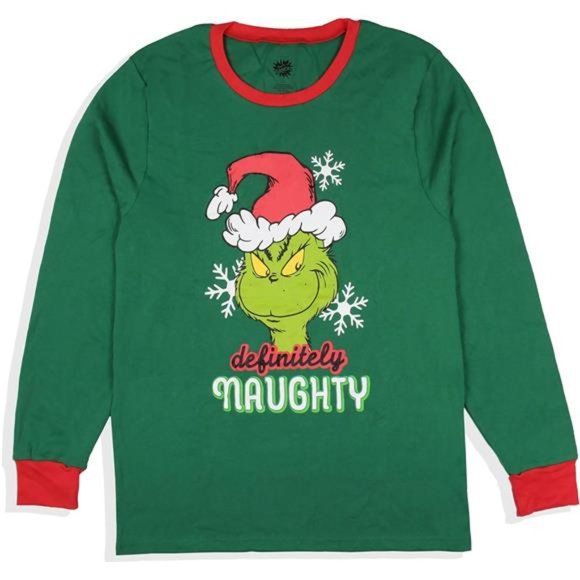 Mens Dr. Seuss How the Grinch Stole Christmas Lights Matching Family Pajama Set - Picture 2 of 5